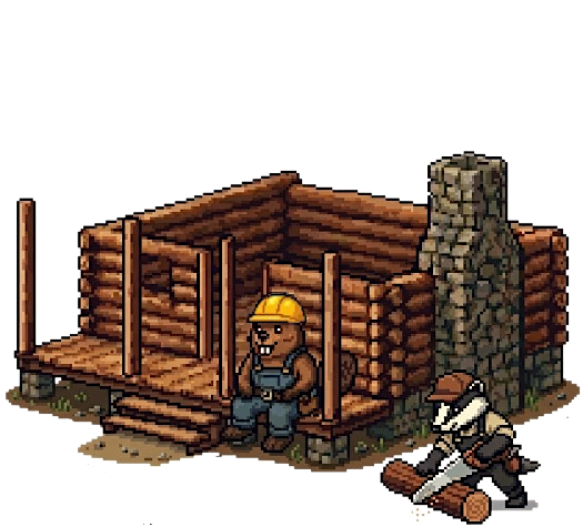 Log cabin foundation