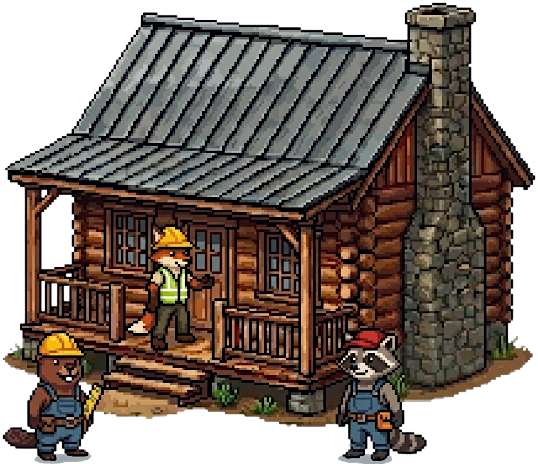 Completed log cabin